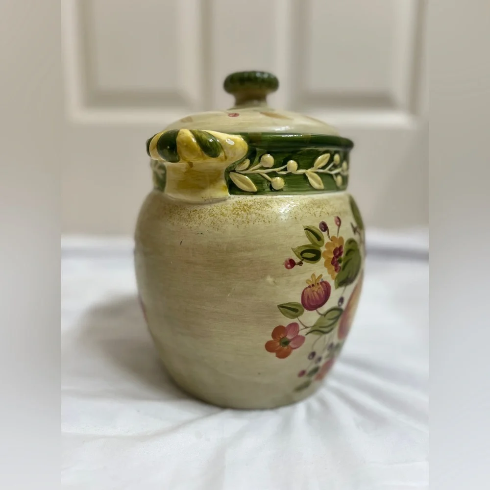 Hand-Painted Ceramic Kitchen Canister with Lid
